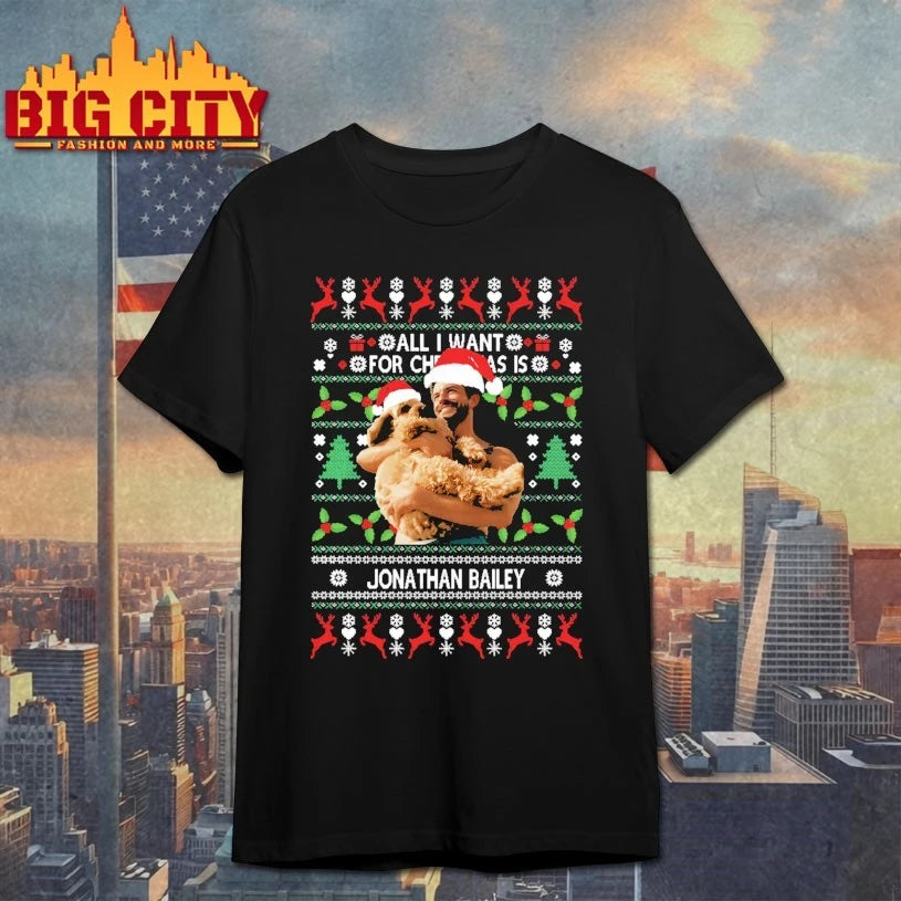 All I Want for Christmas Is Jonathan Bailey &amp; Dog Xmas Ugly christmas shirt