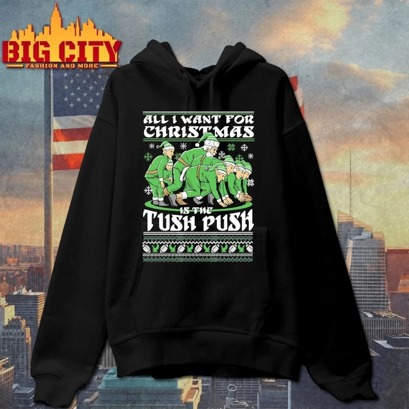 2025 All I Want for Christmas Is The Tush Push Ugly christmas shirt