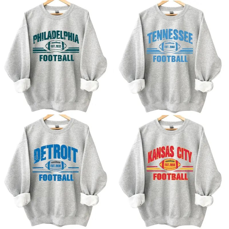All Teams Football Sweatshirt, Vintage Football Sweatshirt, Unisex Womens Mens Shirt, Gift For Fan, Classic Cotton Menswear Embroidered