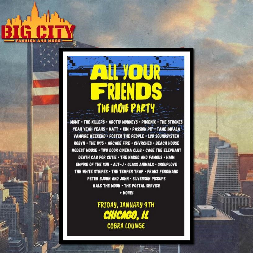 All Your Friends Chicago, IL January 9 2026 Concert Poster Shirt