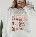 All you need is love Valentines day Crewneck ~ Sweatshirt Unisex Apparel Relaxed Fit Printed in the USA Clothing...