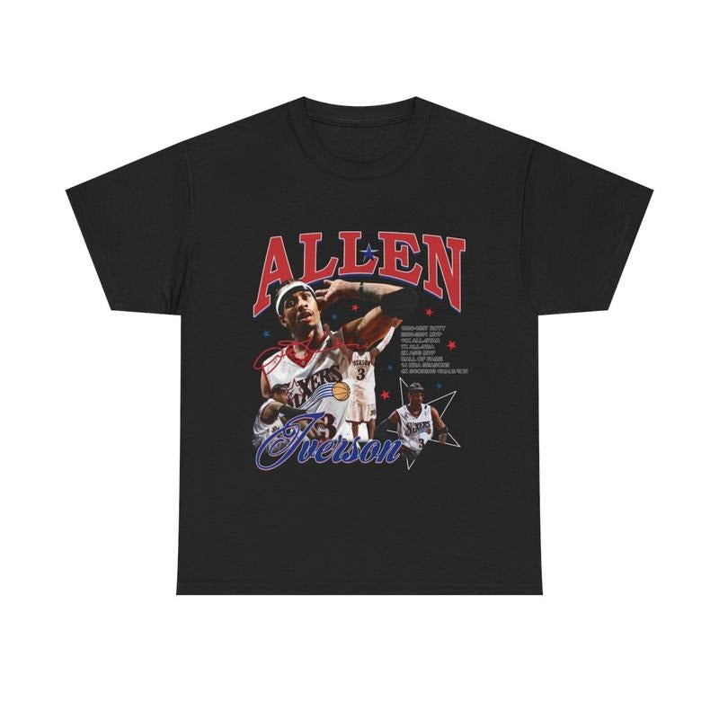 Allen Iverson Vintage T-shirt Heavy Cotton Tee Basketball Streetwear AI Allen Iverson Casual Classic Menswear Retro Top...
