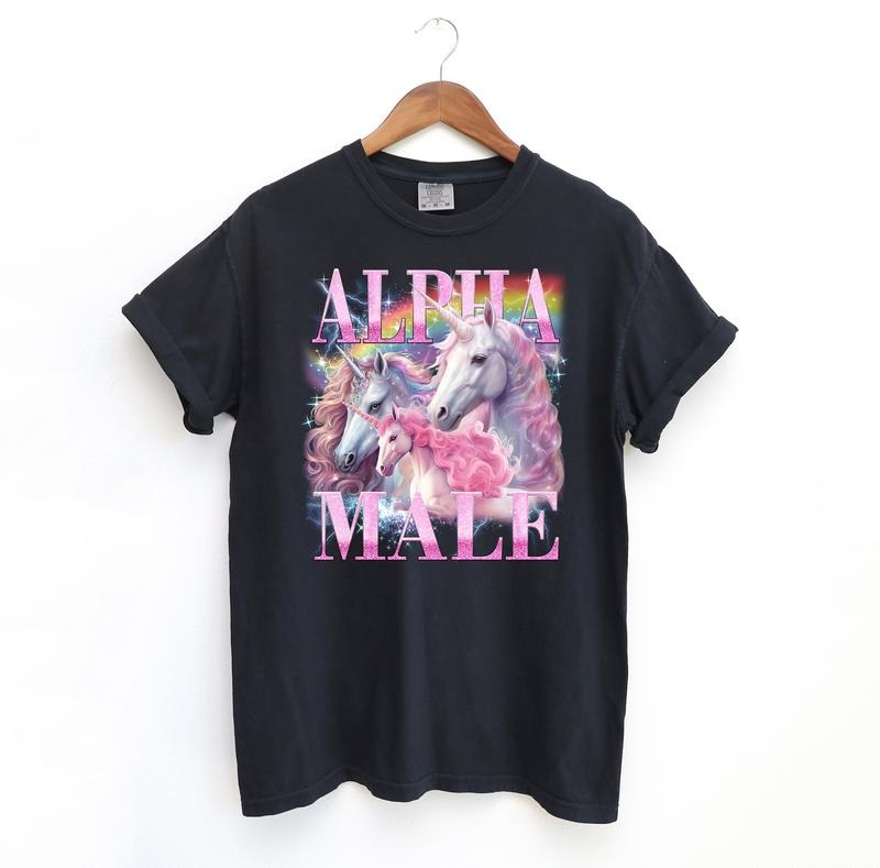 Alpha Male Unicorn Funny Shirt, Meme Comfort Colors T-Shirt Hoodie, Sweatshirt | PureTeeCo.com