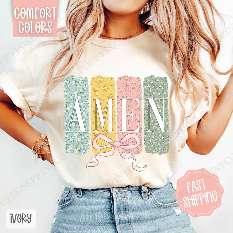 Amen 1 Shirt Comfort Colors, Easter Tshirt, Trendy Religious Women's Tee, Gift for Her Hoodie, Sweatshirt | PureTeeCo.com