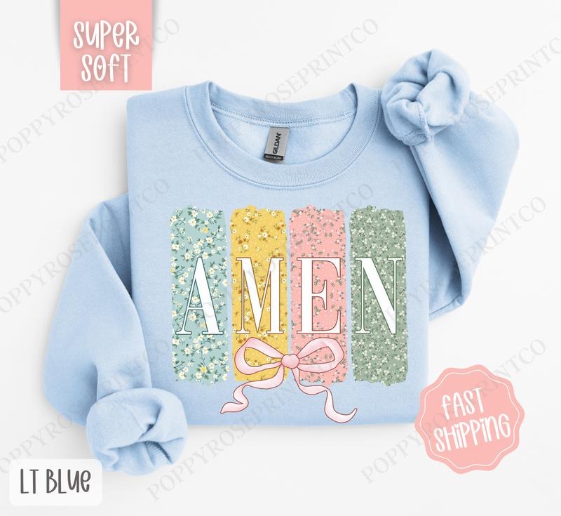 Amen 1 Sweatshirt, Easter Crewneck, Trendy Religious Women's Sweater, Gift for Her T-Shirts, Hoodie | PureTeeCo.com