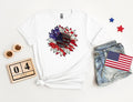 America Sunflower Shirt Usa Flag Flower T Shirt Gift For American 4th Of July Flag Graphic T-shirt Freedom Tshirt...