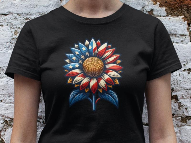 America Sunflower Shirt Usa Flag Flower T-shirt Gift For American 4th Of July Flag Graphic Tee Freedom Shirt Independence...