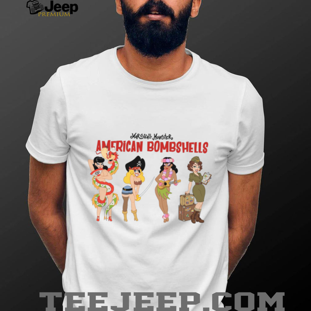 American Bombshells Pin Up Girl Style Retro Illustration T Shirt
