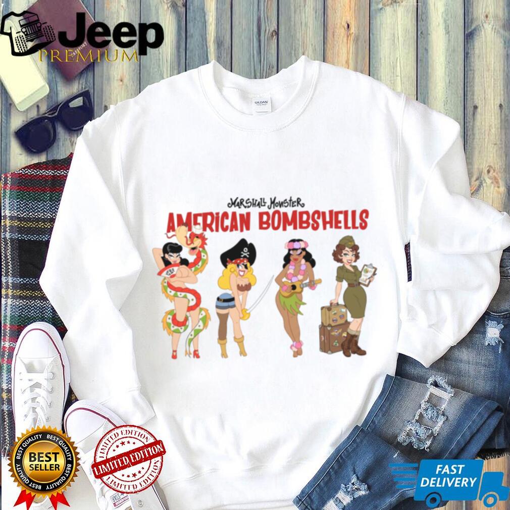 American Bombshells Pin Up Girl Style Retro Illustration T Shirt