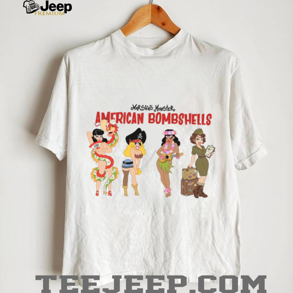 American Bombshells Pin Up Girl Style Retro Illustration T Shirt