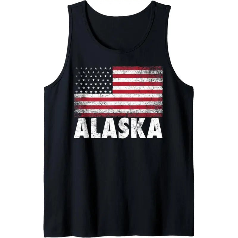 American Flag 4th of July Alaska Vintage Men Women Patriotic Tank Top made in USA T-Shirts, Hoodie, Sweatshirt