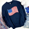 American Flag Sequin Patch Sweatshirt -- NAVY T-Shirts, Hoodie | PureTeeCo.com
