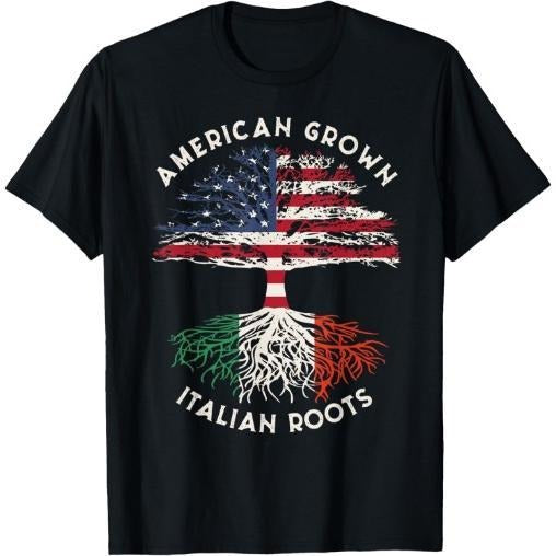 American Grown Italian Roots Family Tree Italy Flag Italian T-Shirt Made in USA Hoodie, Sweatshirt | PureTeeCo.com