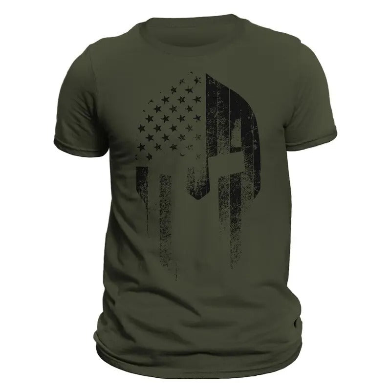 American Spartan Black 2.1 USA Patriotic Men's T-Shirt Casual Classic Hoodie, Sweatshirt | PureTeeCo.com