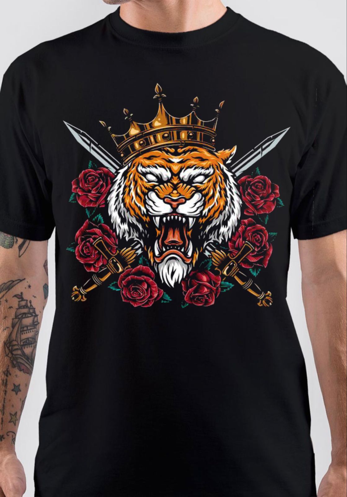 Angry King Tiger T-Shirt Hoodie, Sweatshirt | PureTeeCo.com