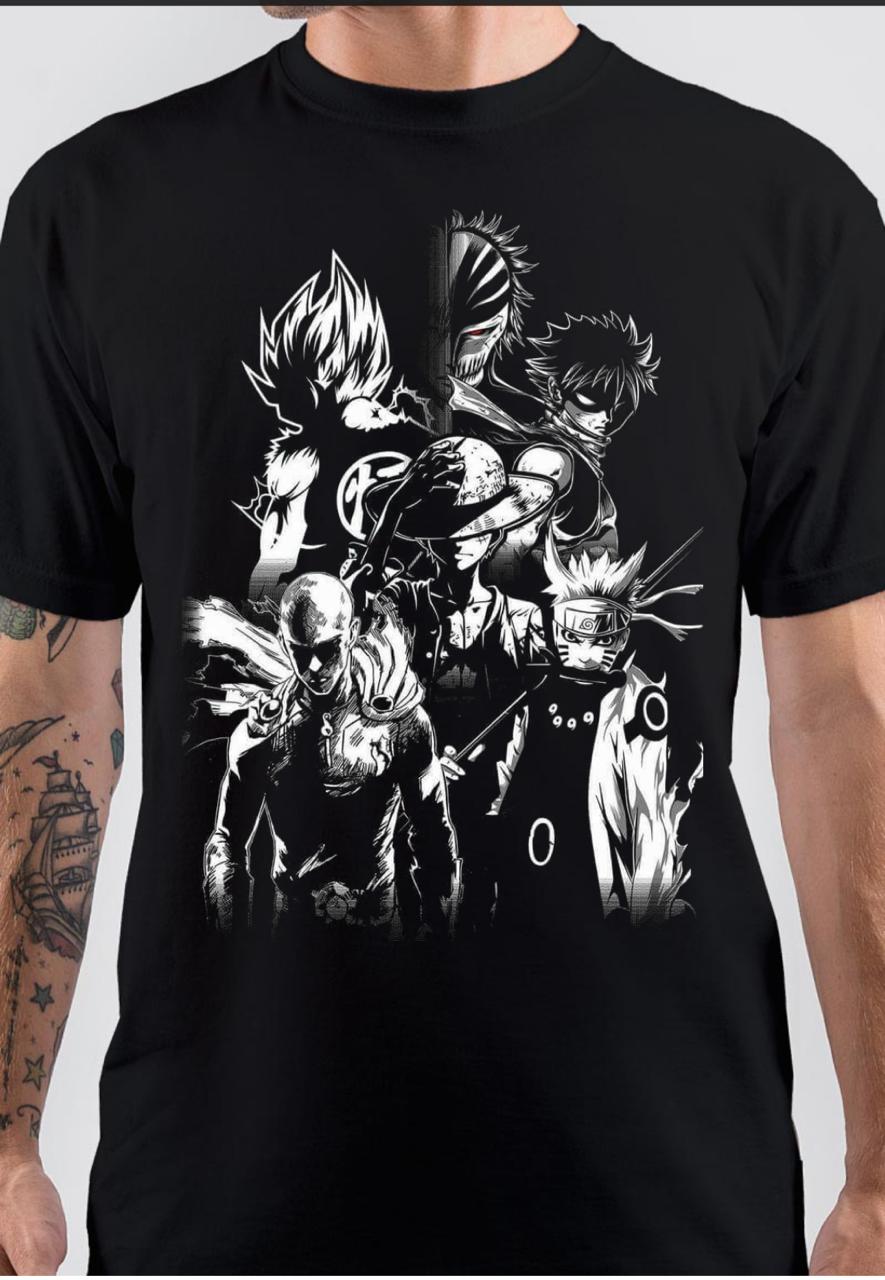 Anime Characters Black T-Shirt Hoodie, Sweatshirt | PureTeeCo.com