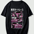 Anime JDM Car & Japanese Letter Graphic Tee Streetwear Shortsleeve Crewneck Shortsleeve Shortsleeve Hoodie, Sweatshirt
