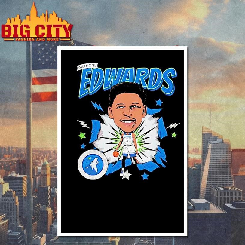 Anthony Edwards Big Head Caricature Minnesota Timberwolves Shirt