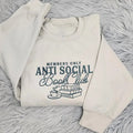 Anti Social Book Club Embroidered Crewneck, Bookish Sweatshirt, Book Club Shirt, Book Lover Crewneck, Bookworm Bookish...