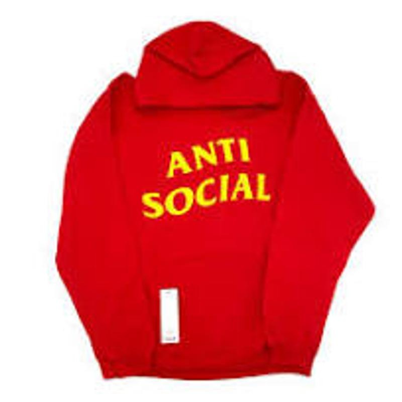 Anti Social Social Club Hoodie Red Yellow (ASSW338) Men's Size XS-XL T-Shirts, Sweatshirt | PureTeeCo.com