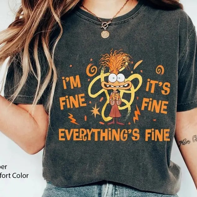 Anxiety I'm Fine It's Fine Everything's Fine Comfort Colors T-shirt, Inside Out 2 Shirt, Emotions T-shirt, Mental Health...