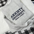 Anxiety University Embroidered Sweatshirt, Y2K Style Embroidered Unisex Tshirt, Sweatshirt and Hoodie Funny Clothing,...