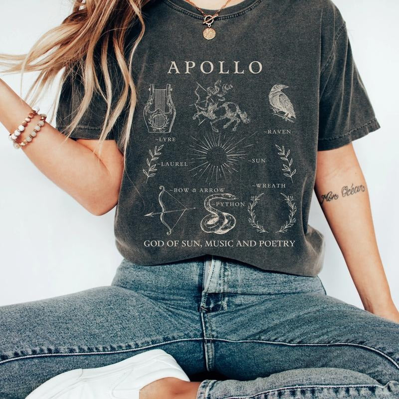 Apollo Greek Gods Booktok T-shirt Bookish Crewneck Light Academia Booktok T-shirt Apollo God Greek Apparel Greek...