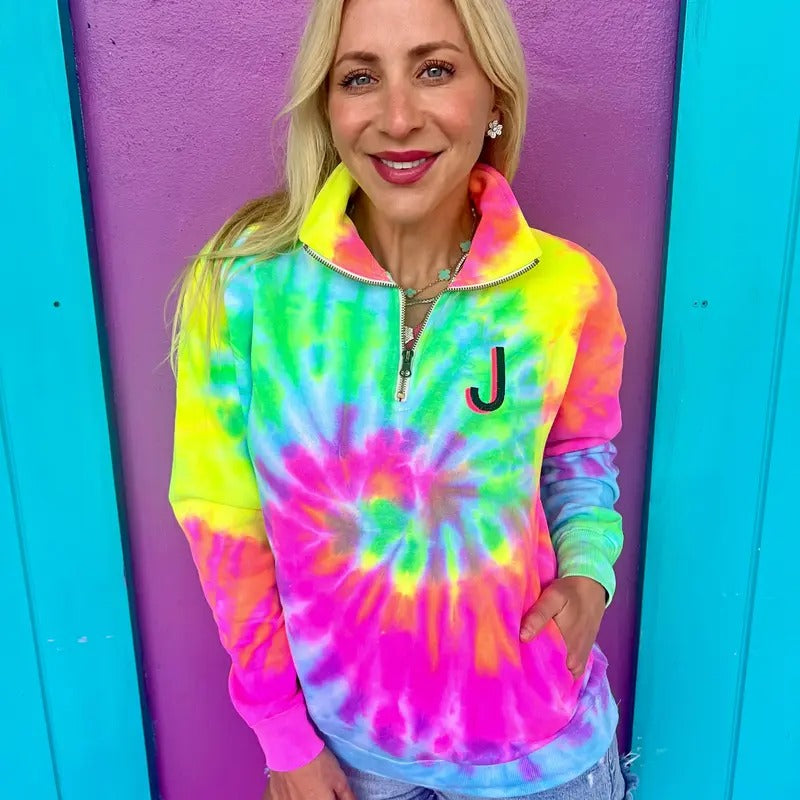 Aqua Swirl Embroidered Initial Quarter-Zip Pullover (S-XL) T-Shirts, Hoodie, Sweatshirt | PureTeeCo.com