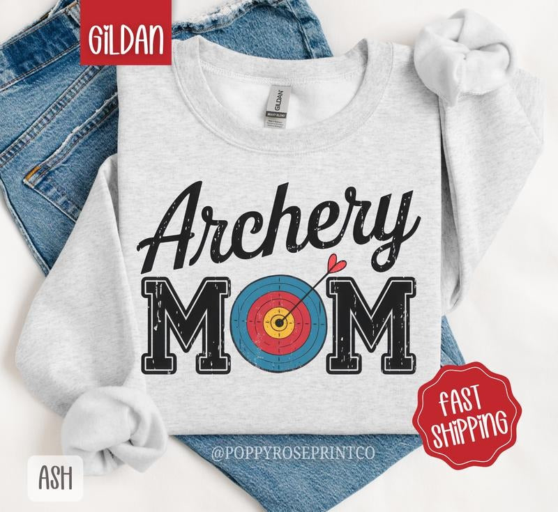 Archery Mom Sweatshirt, Sports Mom Crewneck, Cute Mom Women's Sweatshirt T-Shirts, Hoodie | PureTeeCo.com