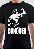 Arnold Schwarzenegger Conquer Black T-Shirt Hoodie, Sweatshirt | PureTeeCo.com