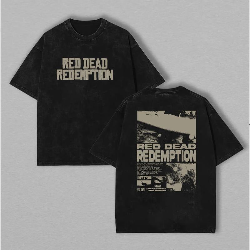 Arthur Morgan Red D4ad Redemption 2 Vintage Washed Tee, Cowboy Graphic Shirt, Retro Streetwear Essential for gamers...