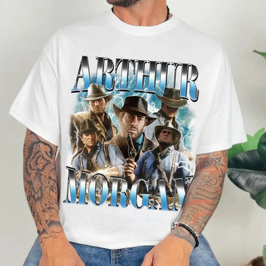 Arthur Morgan Vintage Version 2 T-Shirt, Arthur Morgan Red D*ad Redemption Shirt, Gift For Movies Lovers Casual Clothing Fabric Menswear Sweatshirts