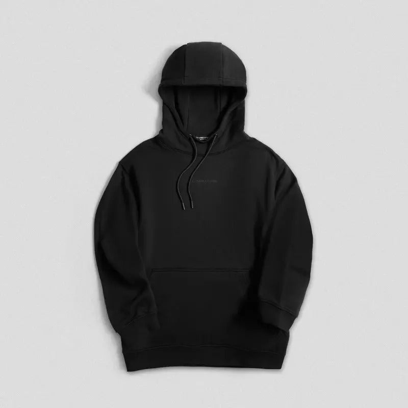 Ascend Mockneck Hoodie - Black, Men's Thermal Pullover with Smooth Fleece Finish T-Shirts, Sweatshirt | PureTeeCo.com