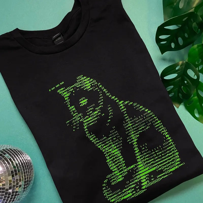 Ascii Cat by Terminal Research on black unisex t-shirt Hoodie, Sweatshirt | PureTeeCo.com