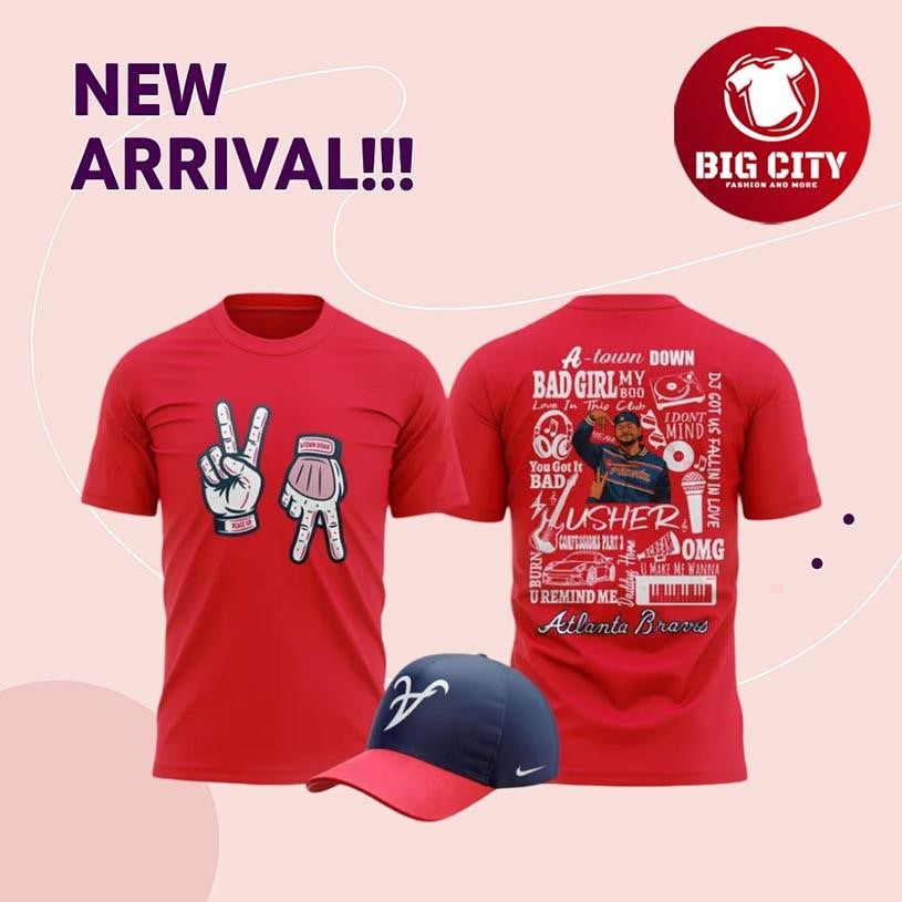Atlanta Braves Mlb Baseball X Usher Atown Red Two Sided Shirt