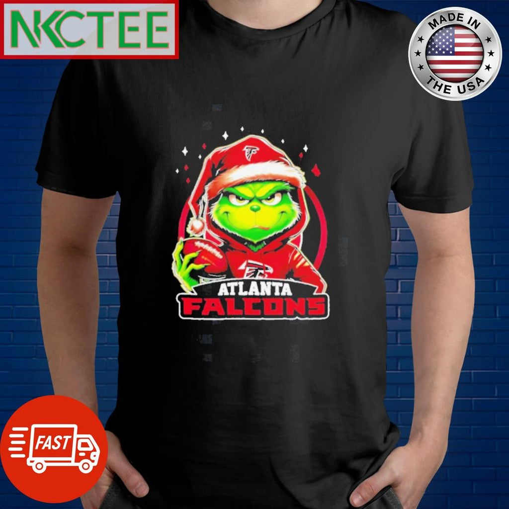 Atlanta Falcons Grinch wearing Santa hat Christmas 2024 shirt