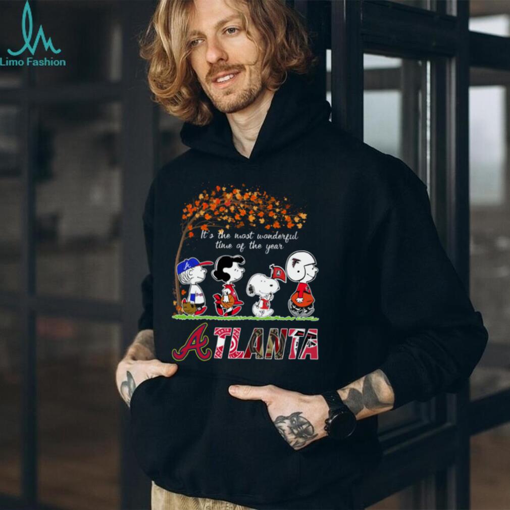 Atlanta Sports Peanuts Characters Autumn It’s The Most Wonderful Time Of The Year Tee