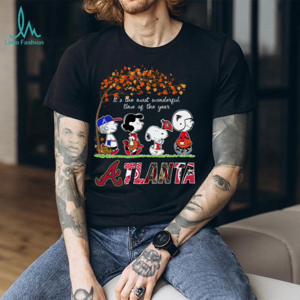 Atlanta Sports Peanuts Characters Autumn It’s The Most Wonderful Time Of The Year Tee