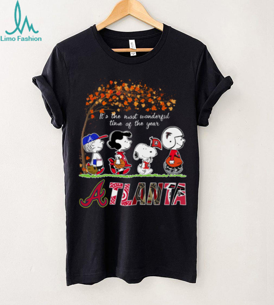 Atlanta Sports Peanuts Characters Autumn It’s The Most Wonderful Time Of The Year Tee