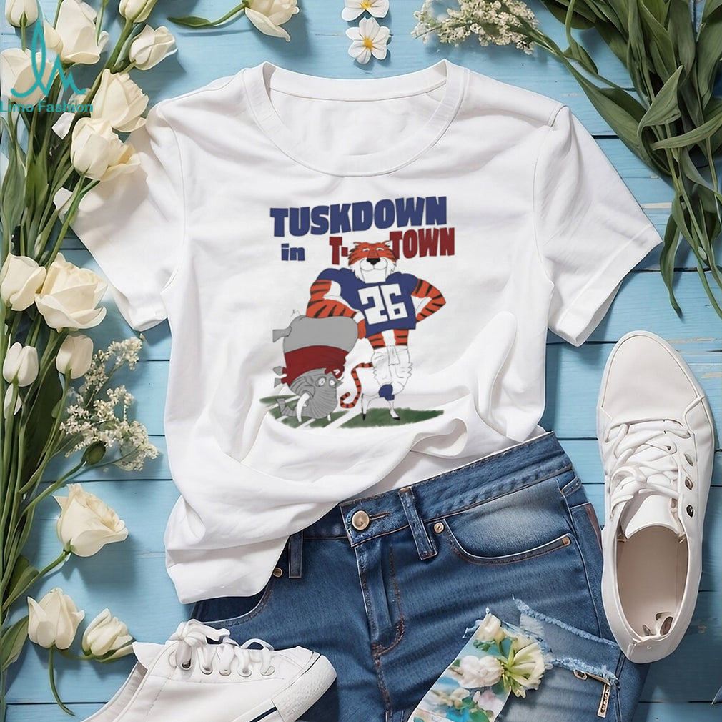 Auburn Tiger mascot Tuskdown in T Town graphic shirt
