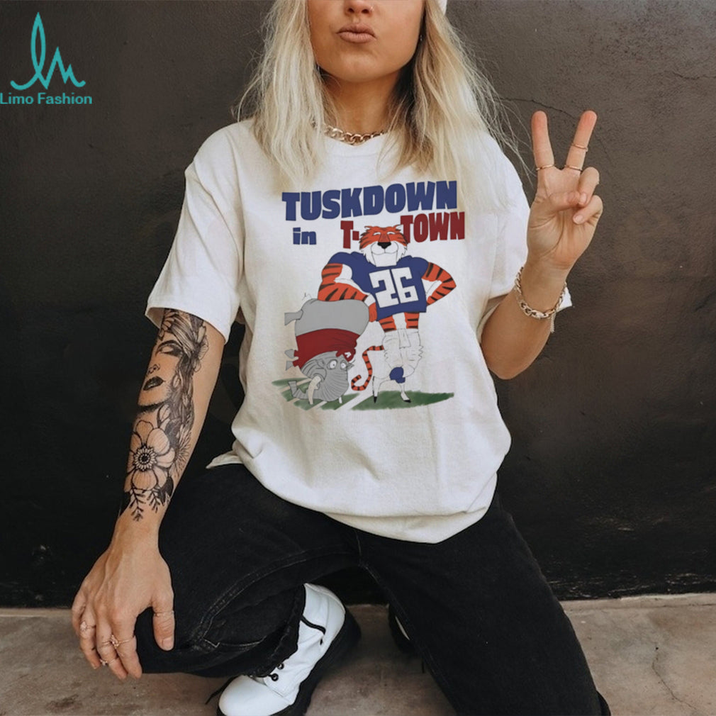Auburn Tiger mascot Tuskdown in T Town graphic shirt