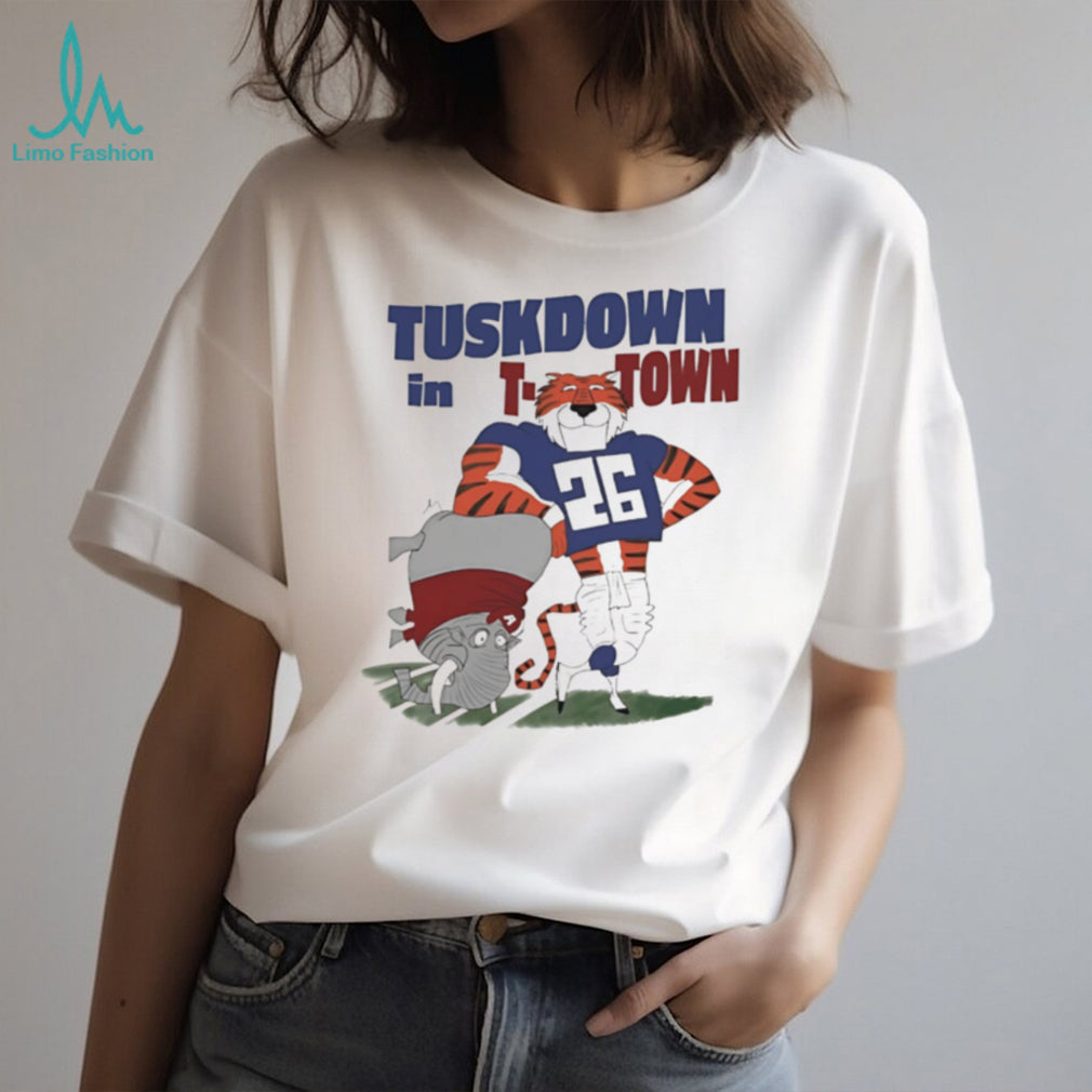 Auburn Tiger mascot Tuskdown in T Town graphic shirt