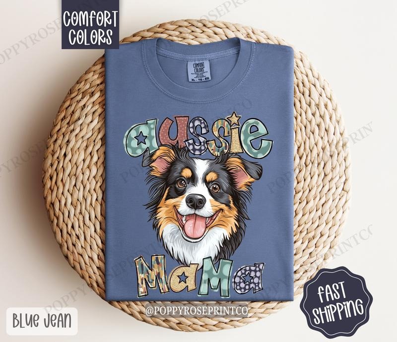 Australian Shepherd Mama Comfort Colors, Dog Mom Tee, Cute Women's Tshirt Hoodie, Sweatshirt | PureTeeCo.com