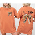Autumn Girly T-shirt, Retro Fall Shirts, Coquette Autumn Shirt For Women, Fall Floral T-shirts, Pumpkin Patch Shirts,...