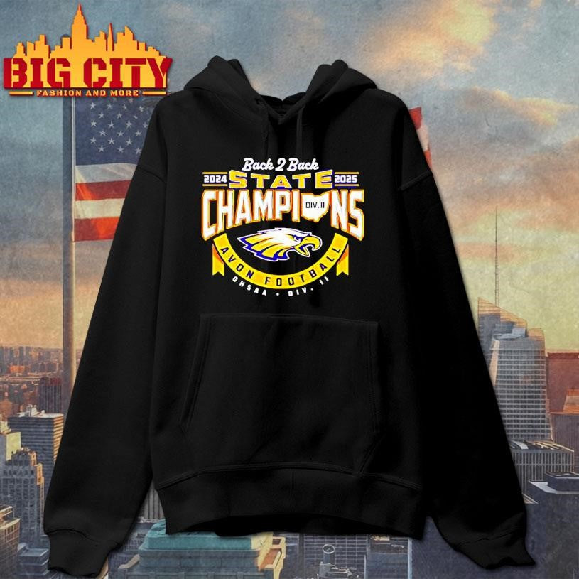 Avon Football Back 2 Back State Champions 2024 2025 Shirt