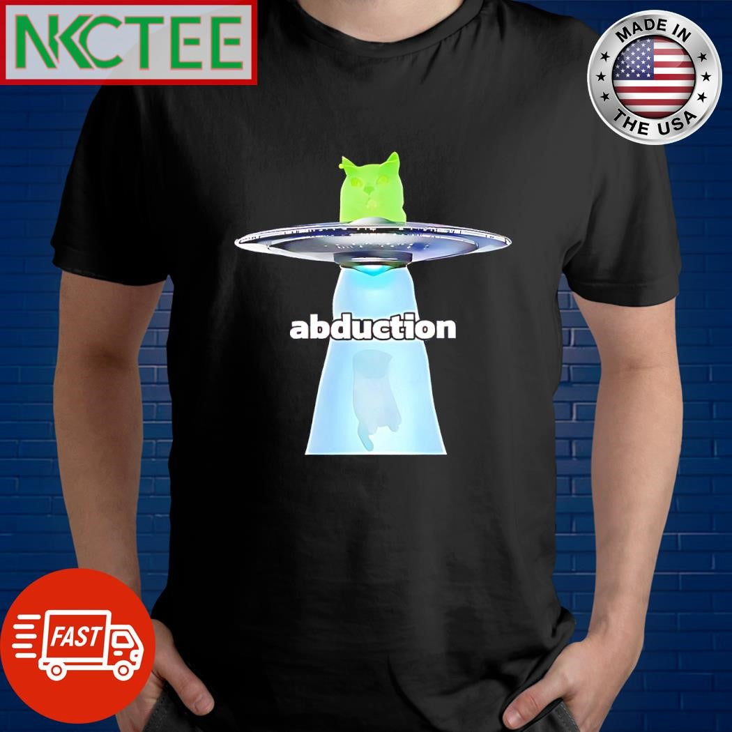 Awesome Cat green Alien abduction cringey UFO shirt