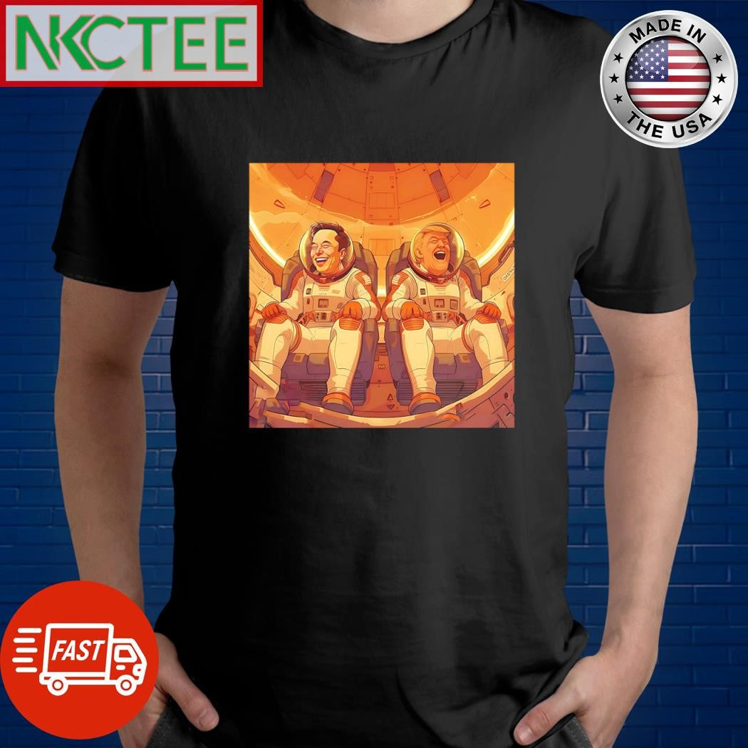 Awesome Elon Musk and Donald Trump wear astronaut suit and sit on the spaceship shirt