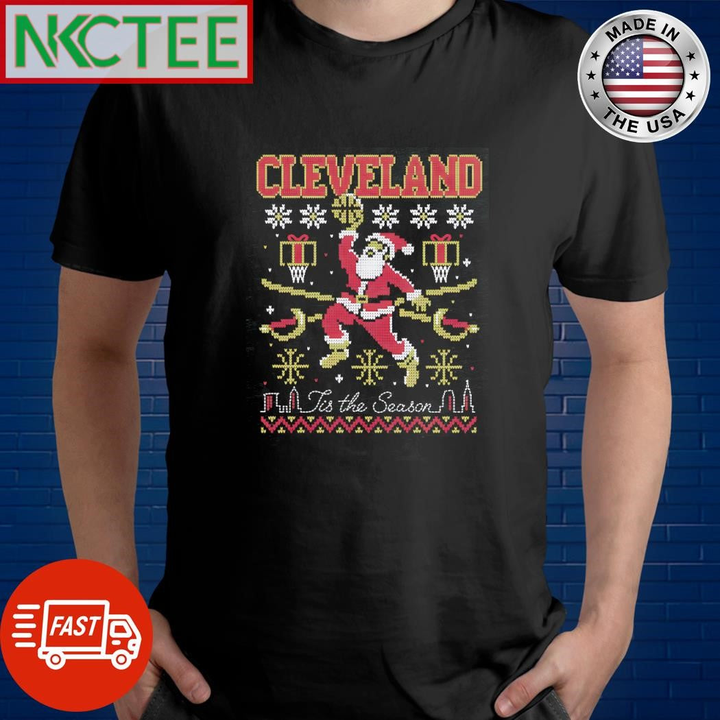 Awesome It’s the season Cleveland Christmas Santa basketball Ugly Christmas sweater