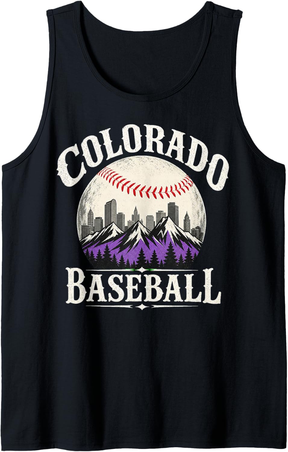 Colorado Baseball Vintage Mountain Skyline Graphic Tank Top