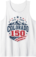 America 250 Colorado 150 Years American Flag 4th of July Tank Top